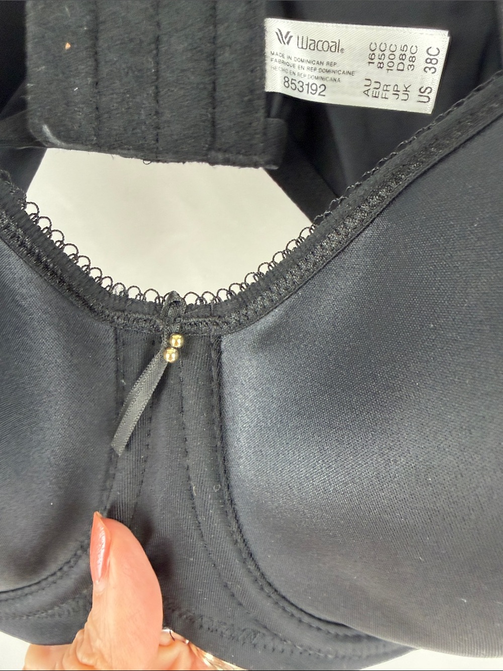 Wacoal Lightweight Breathable T-Shirt Bra | Black | 38C | NWT - Picture 10 of 15
